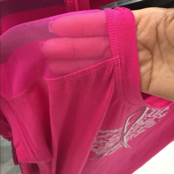 Breast Cancer Awareness Sheer Shoulder Top NEW - Picture 9 of 14